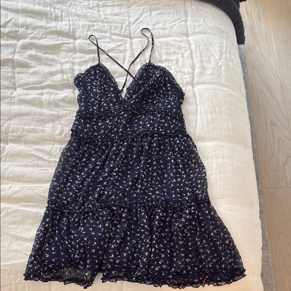 Elegant Navy Blue Spaghetti Strap Dress
